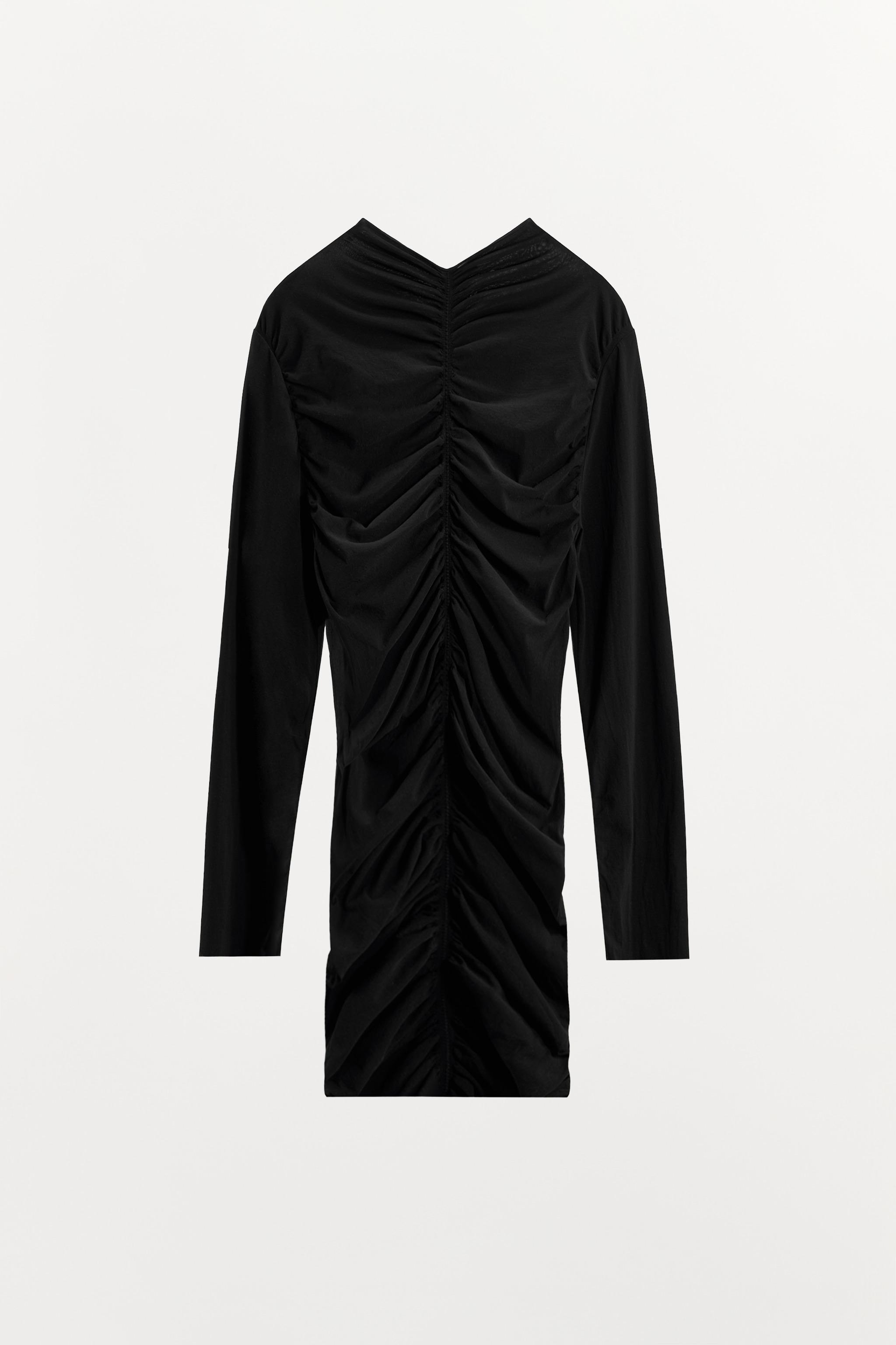 GATHERED SHEER MINI DRESS